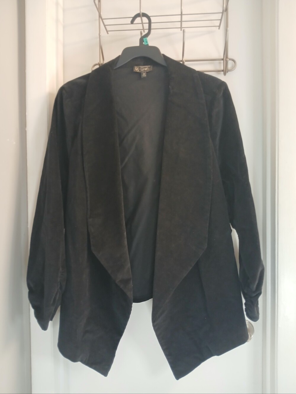 Black Velvet Open Front Shawl Collar Blazer 3X NWOT